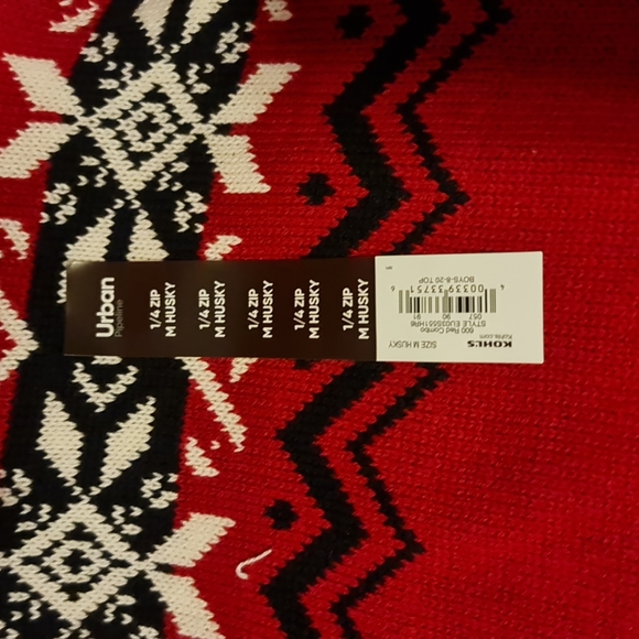 🏷SALE🏷NWTs Boys Husky M Red 1/4 Zip Sweater - Picture 2 of 6